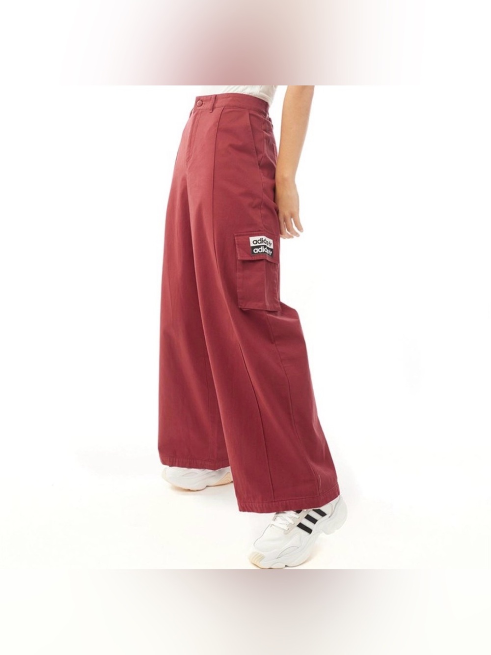 adidas Originals RYV Cargo Wide Leg Pants Oversized Red Utility Gorp Women’s XL - Picture 3 of 13
